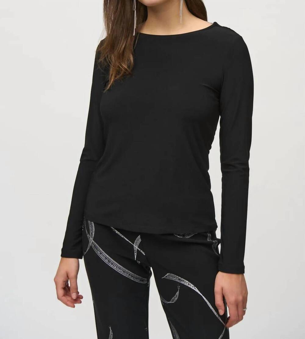 NEW JOSEPH RIBKOFF back chain detail top in black